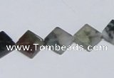 CAB417 15.5 inches 10*10mm diamond moss agate gemstone beads