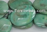 CAB42 15.5 inches 22*30mm faceted oval green grass agate beads