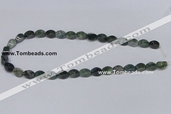 CAB420 15.5 inches 8*12mm twisted rice moss agate gemstone beads