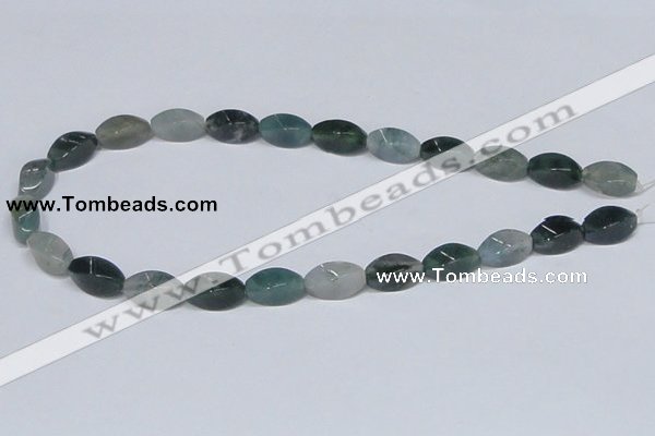 CAB421 15.5 inches 8*16mm twisted rice moss agate gemstone beads