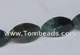 CAB422 15.5 inches 10*20mm twisted rice moss agate gemstone beads