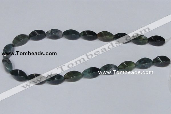 CAB422 15.5 inches 10*20mm twisted rice moss agate gemstone beads