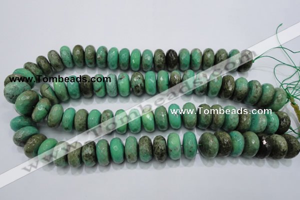 CAB45 15.5 inches 10*18mm faceted rondelle green grass agate beads