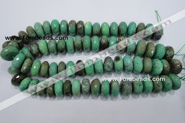 CAB46 15.5 inches 11*20mm faceted rondelle green grass agate beads