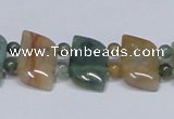 CAB468 15.5 inches horse eye & round double-drilled indian agate beads