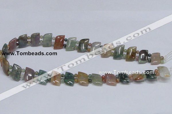 CAB468 15.5 inches horse eye & round double-drilled indian agate beads