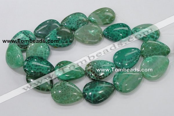 CAB56 15.5 inches 30*40mm flat teardrop peafowl agate gemstone beads