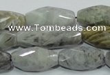 CAB567 15.5 inches 15*28mm faceted rice silver needle agate beads