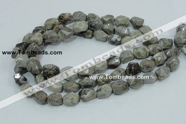 CAB568 15.5 inches 15*20mm nuggets silver needle agate gemstone beads