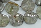 CAB571 15.5 inches 20mm wavy coin silver needle agate gemstone beads