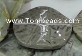 CAB572 15.5 inches 40mm wavy coin silver needle agate gemstone beads