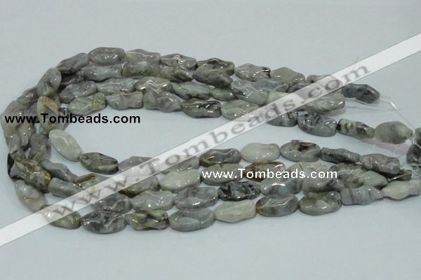 CAB573 15.5 inches 10*20mm wavy oval silver needle agate gemstone beads
