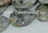 CAB575 15.5 inches 23*30mm wavy oval silver needle agate gemstone beads