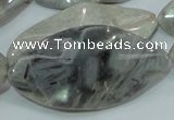 CAB577 15.5 inches 25*50mm wavy marquise silver needle agate beads