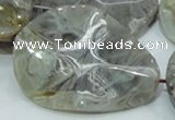 CAB578 15.5 inches 40*50mm wavy teardrop silver needle agate beads