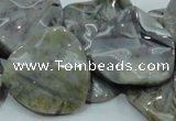 CAB579 15.5 inches 30*30mm wavy triangle silver needle agate beads