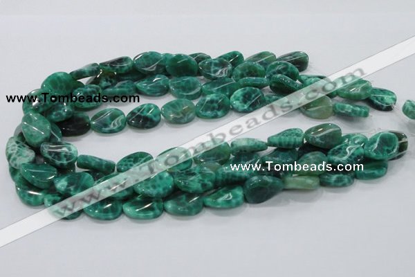 CAB58 15.5 inches 14*18mm twisted oval peafowl agate gemstone beads