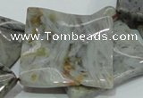 CAB585 15.5 inches 40*40mm wavy diamond silver needle agate beads