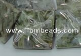 CAB586 15.5 inches 30*30mm wavy square silver needle agate beads