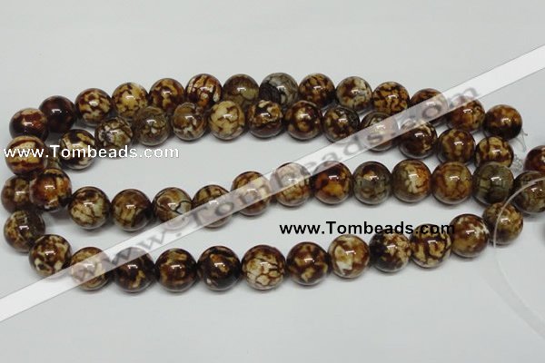 CAB612 15.5 inches 14mm round leopard skin agate beads wholesale