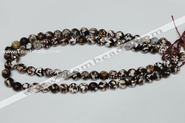 CAB616 15.5 inches 10mm faceted round leopard skin agate beads wholesale