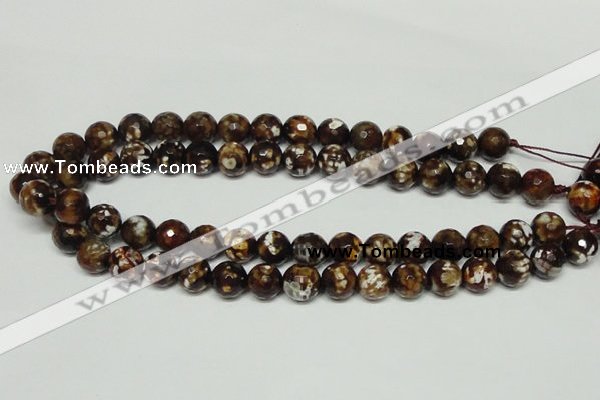 CAB617 15.5 inches 12mm faceted round leopard skin agate beads wholesale