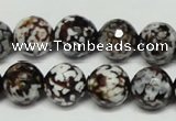 CAB618 15.5 inches 14mm faceted round leopard skin agate beads wholesale