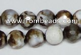 CAB620 15.5 inches 12mm faceted round leopard skin agate beads wholesale