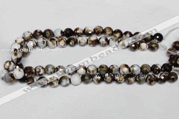 CAB620 15.5 inches 12mm faceted round leopard skin agate beads wholesale