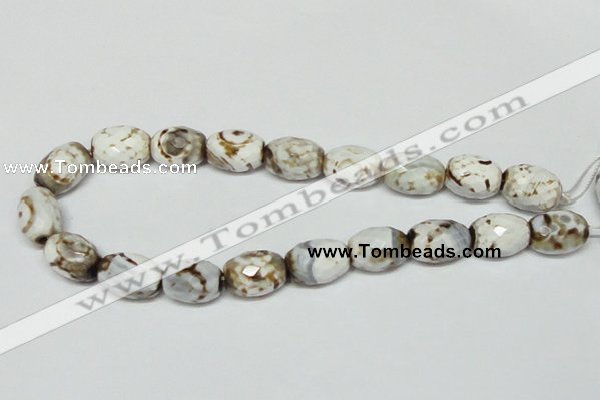 CAB624 15.5 inches 14*20mm faceted egg-shaped leopard skin agate beads