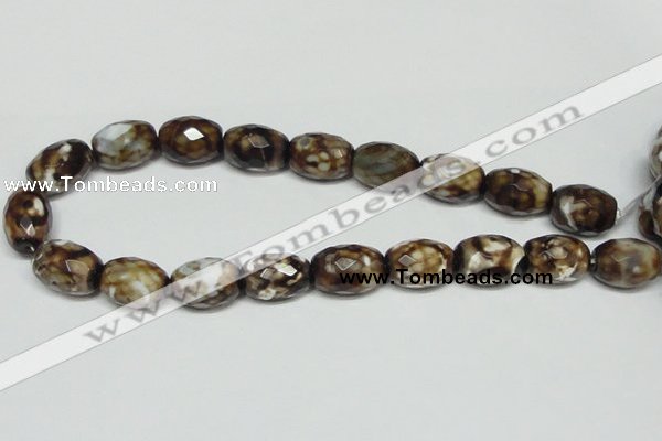 CAB625 15.5 inches 14*20mm faceted egg-shaped leopard skin agate beads