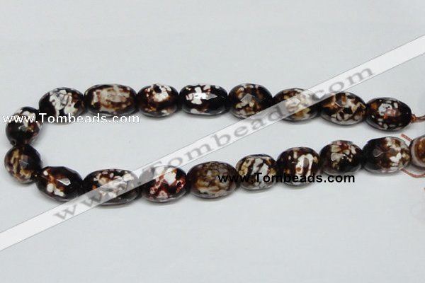 CAB626 15.5 inches 16*22mm faceted egg-shaped leopard skin agate beads