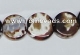 CAB627 15.5 inches 15mm flat round leopard skin agate beads wholesale