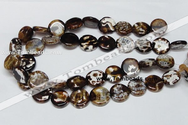 CAB628 15.5 inches 20mm flat round leopard skin agate beads wholesale