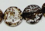 CAB629 15.5 inches 22mm flat round leopard skin agate beads wholesale