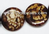 CAB630 15.5 inches 25mm flat round leopard skin agate beads wholesale