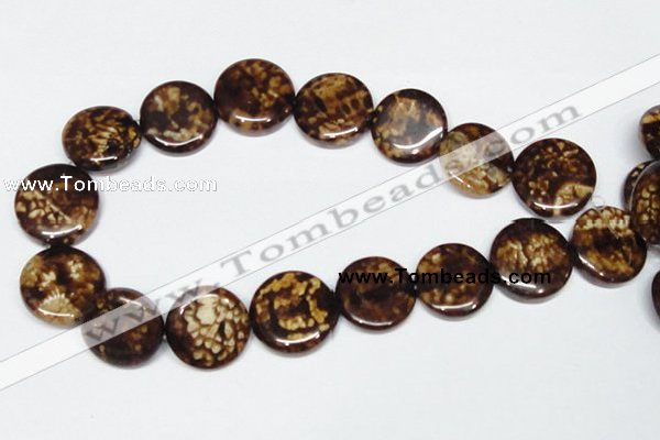 CAB630 15.5 inches 25mm flat round leopard skin agate beads wholesale