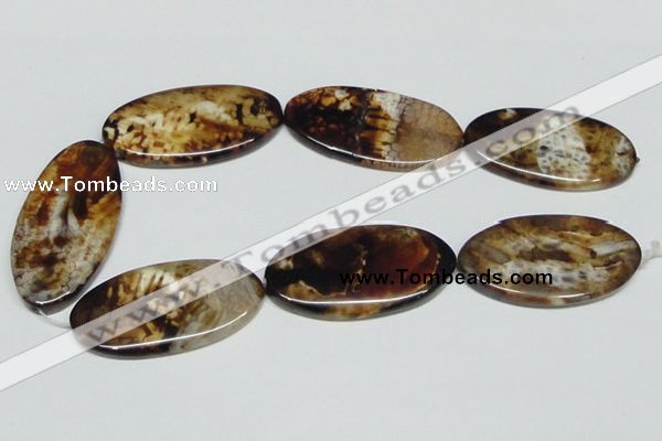 CAB632 15.5 inches 25*50mm oval leopard skin agate beads wholesale