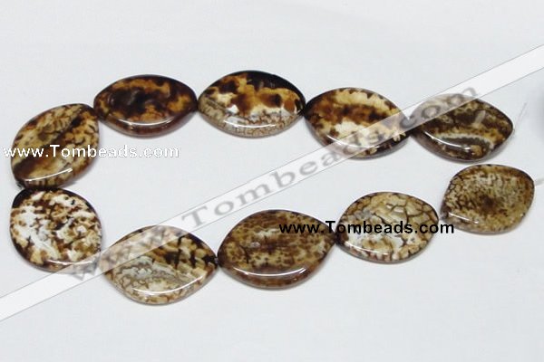 CAB638 15.5 inches 30*40mm marquise leopard skin agate beads