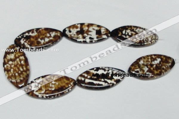 CAB639 15.5 inches 25*50mm marquise leopard skin agate beads