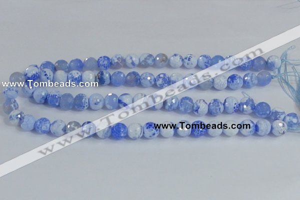 CAB650 15.5 inches 10mm faceted round fire crackle agate beads
