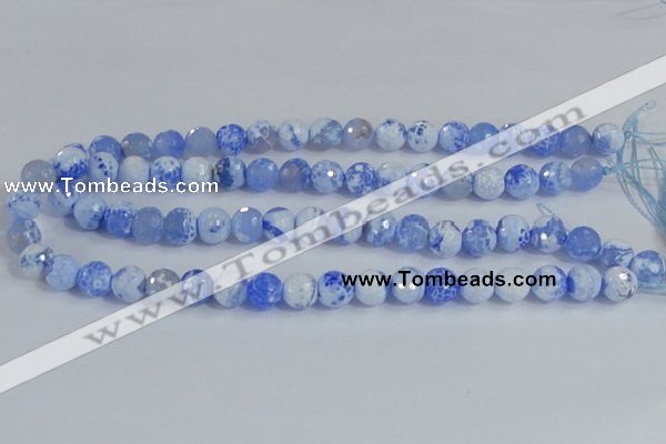 CAB650 15.5 inches 10mm faceted round fire crackle agate beads