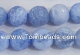 CAB651 15.5 inches 14mm faceted round fire crackle agate beads