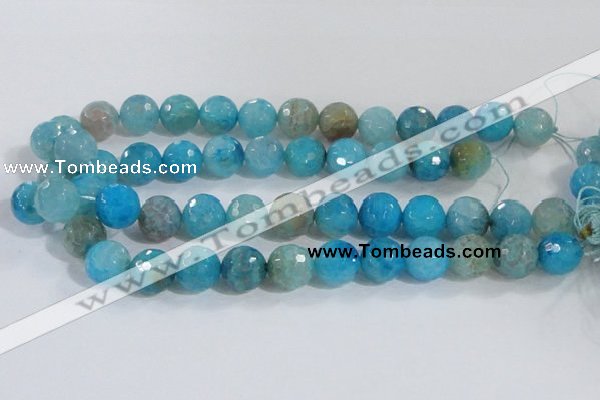 CAB656 15.5 inches 14mm faceted round fire crackle agate beads