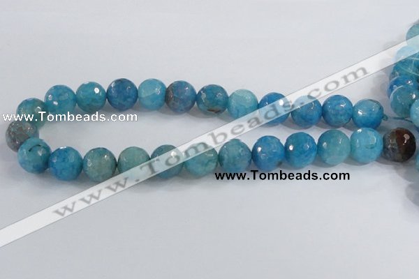 CAB657 15.5 inches 16mm faceted round fire crackle agate beads