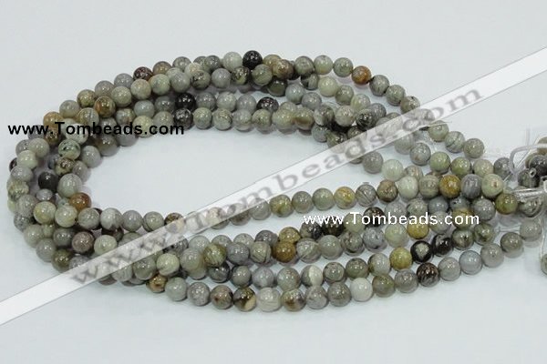 CAB67 15.5 inches 8mm round silver needle agate gemstone beads