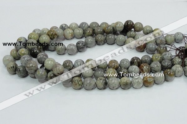 CAB68 15.5 inches 12mm round silver needle agate gemstone beads