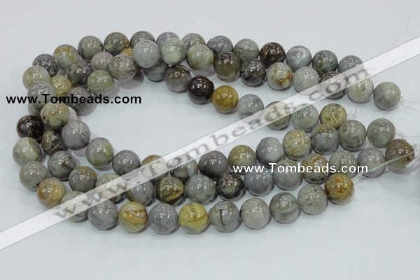 CAB69 15.5 inches 14mm round silver needle agate gemstone beads