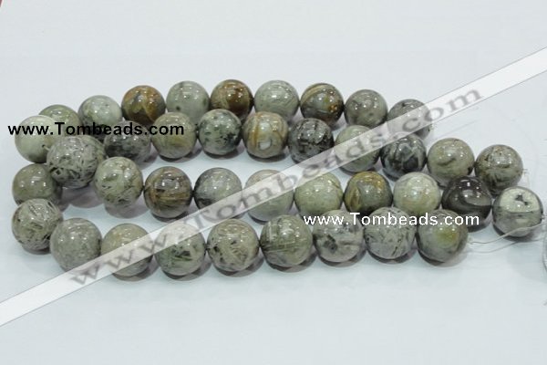 CAB71 15.5 inches 20mm round silver needle agate gemstone beads