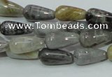 CAB72 15.5 inches 8*16mm teardrop silver needle agate gemstone beads